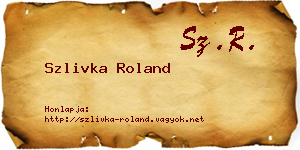 Szlivka Roland névjegykártya