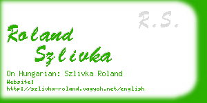 roland szlivka business card